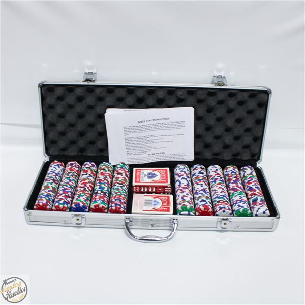 POKER SET METAL BRIEFCASE, CHIPS UNCOUNTED.