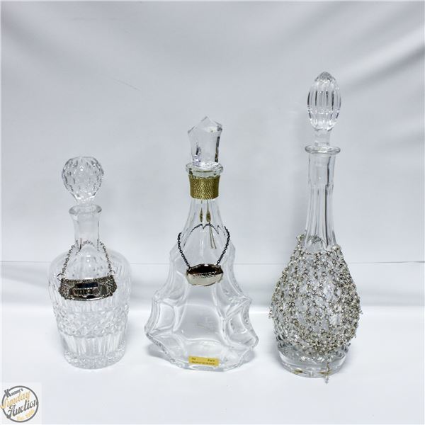 3 CRYSTAL DECANTERS