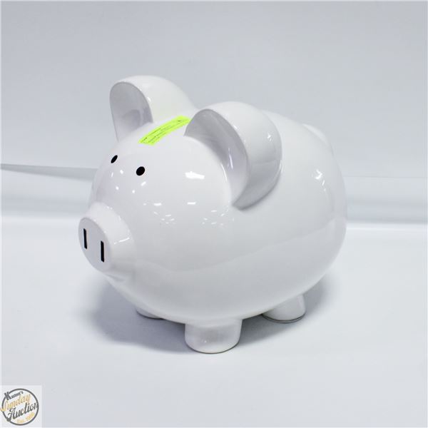 GIANT WHITE CERAMIC PIGGYBANK H11XW11XD11