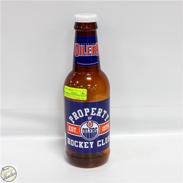 PROPERTY OF EDMONTON OILERS COIN BANK 14" TALL