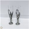 Image 1 : 2 SEAGULL CANADA PEWTER WINE GLASSES FLOWERS 8"