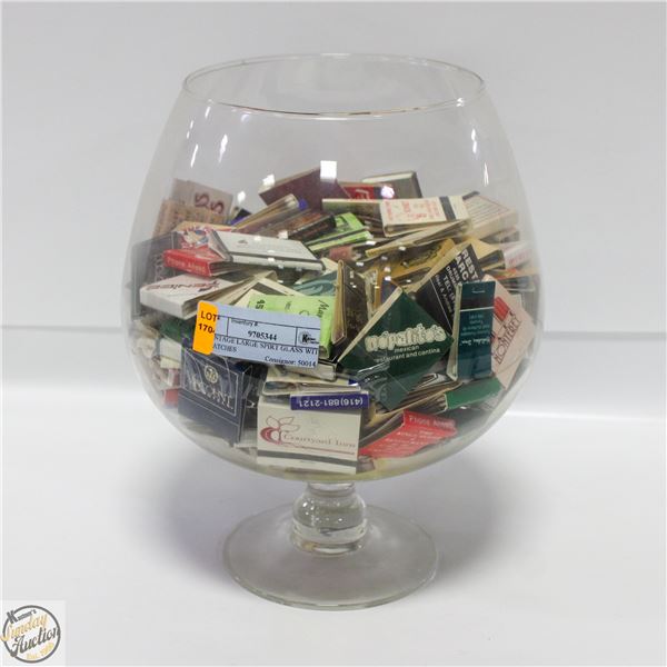 VINTAGE LARGE SPIRT GLASS WITH MATCHES