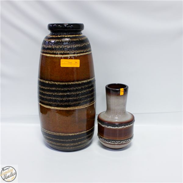 2 BROWN VASES MADE IN MACAU