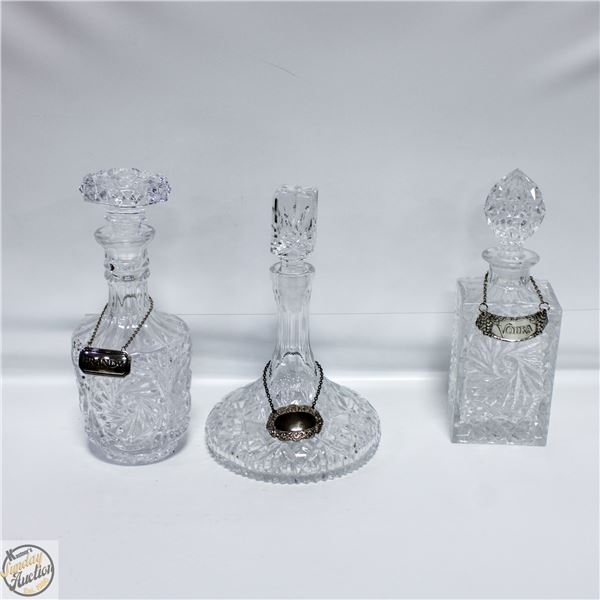 3 CRYSTAL DECANTERS
