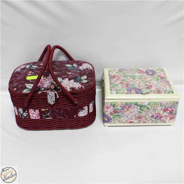 2 SEWING BASKETS WITH CONTENTS.