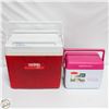 Image 1 : 2 COOLERS RED/WHITE & PINK/WHITE MINI COOLER