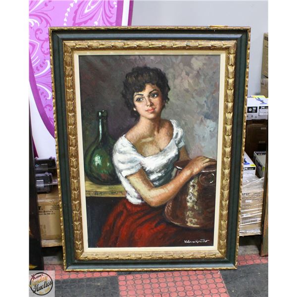 SPANISH WOMAN PAINTING SIGNED VALENA MONTORA