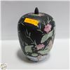 Image 1 : FLORAL BLACK ASIAN VASE/URN WITH LID 13" TALL