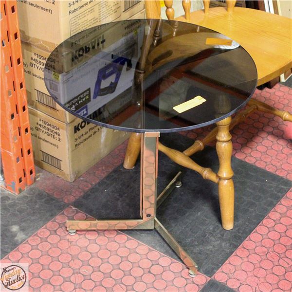 SMALL GLASS SIDE TABLE H-21" DIAMETER-20"