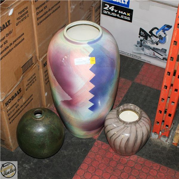 LOT OF LARGE + SMALL VASES