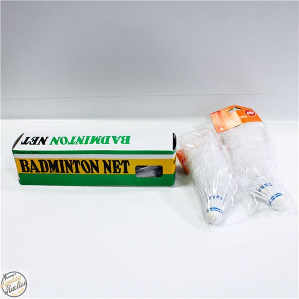 BADMINTON NET AND BIRDIES