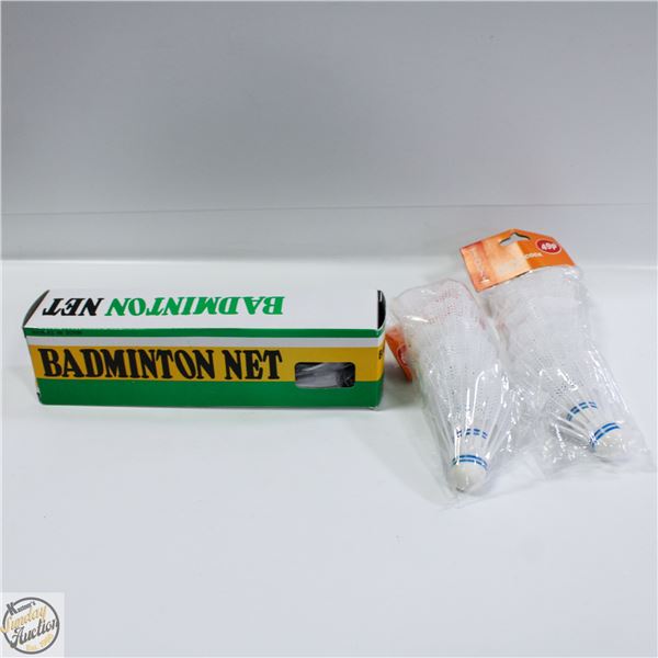 BADMINTON NET AND BIRDIES