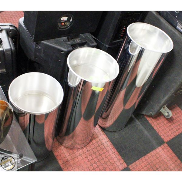 MATCHING CHROME PLANT VASES 24-36 INCHES TALL