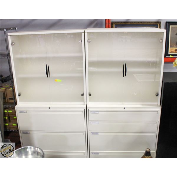 LARGE CREAM FILE CABINET H72XW72XD20 7 DRAWERS AND