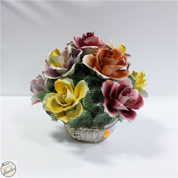 EXTRA LARGE PORCELAIN AND METAL FLORAL ARRANGEMENT