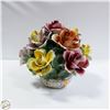 Image 1 : EXTRA LARGE PORCELAIN AND METAL FLORAL ARRANGEMENT
