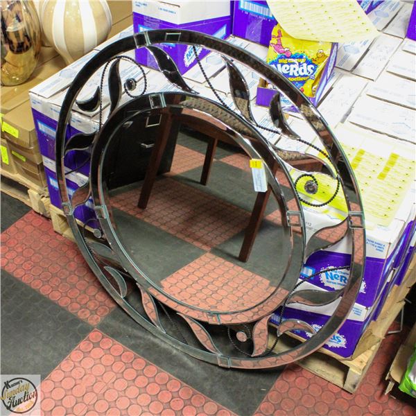 LARGE ROUND ART DECO MIRROR 33"