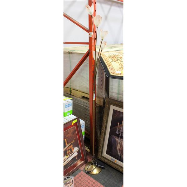 5 LIGHT STANDING LAMP FLORAL COVERS 70" TALL