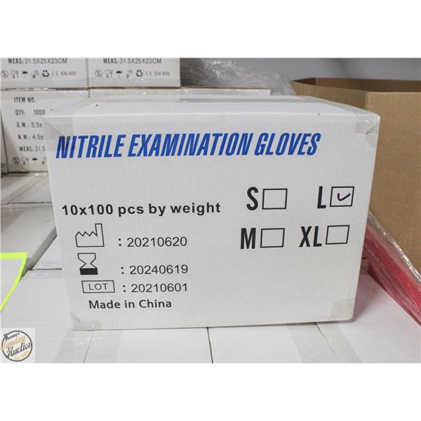 CASE WITH 1000 SIZE LARGE NITRILE EXAM GLOVES