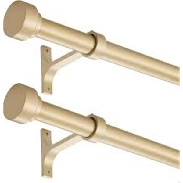 BRAND NEW 2PK CURTAIN ROD ADJUSTABLE 72-144" GOLD