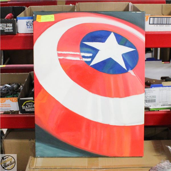 ORIG PAINTING OF CAPTAIN AMERICA SHIELD