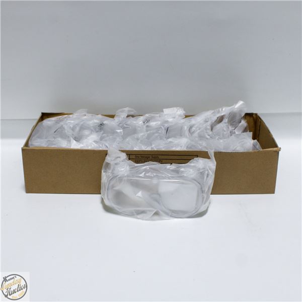 CASE OF 10 NEW CLEAR SAFETY GOGGLES