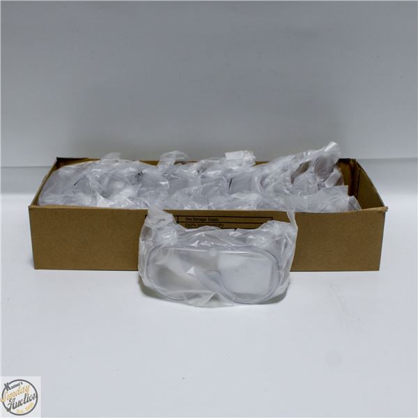 CASE OF 10 NEW CLEAR SAFETY GOGGLES