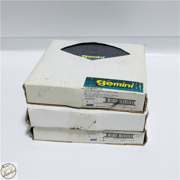 3 BOXES OF BENCH AND PEDESTAL WHEELS 8 X 1 X 1