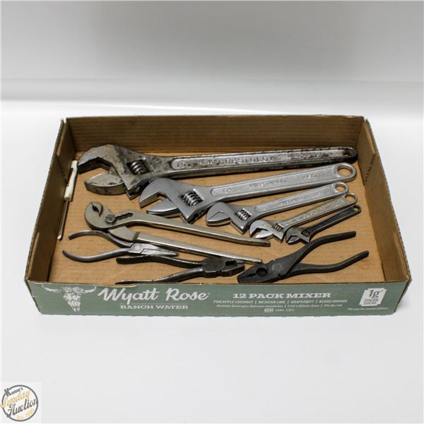 FLAT OF CRESCENT WRENCHES AND PLIERS