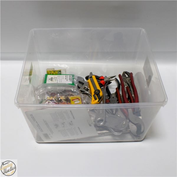 CLEAR TUB OF MISC. HAND TOOLS
