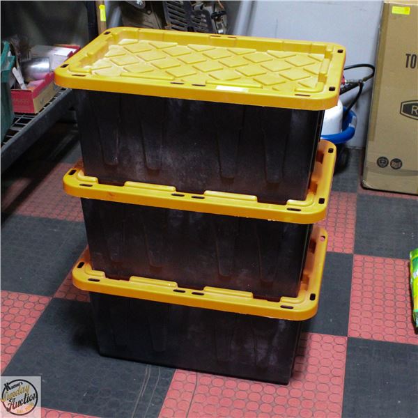 LOT OF 3 HEAVY DUTY STORAGE BIN W/ HAND LOCK GRIP