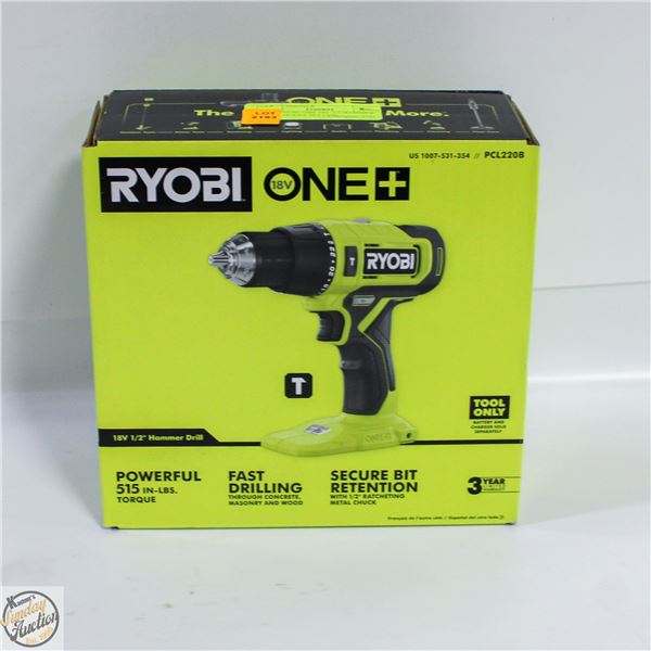NEW RYOBI ONE 18V 1/2 HAMMER DRILL MODEL PCL220B