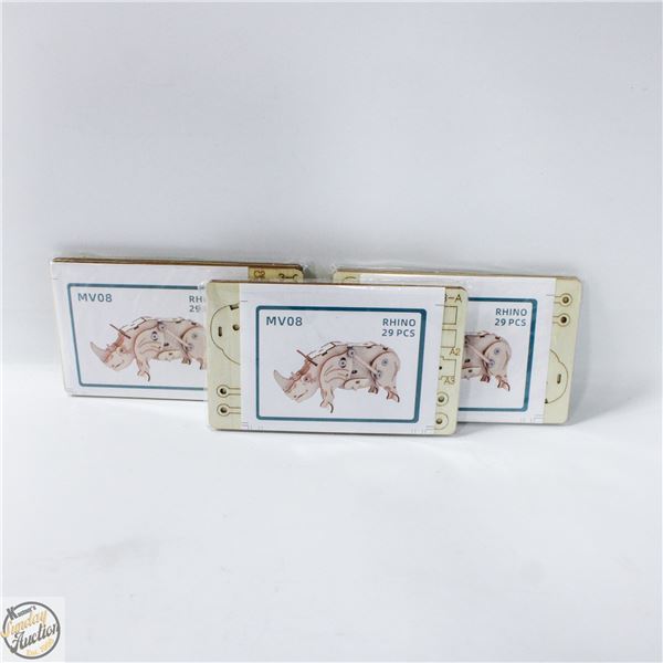 3 X RHINO CRAFT MAKING KITS WOODEN