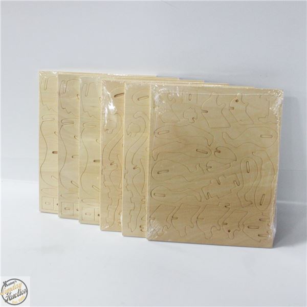 6 X WOODEN CAT PUZZLE MAKING STATUES