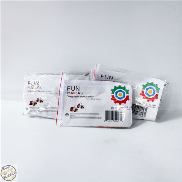 3 X TELEGRAPH COMMUNICATOR WOODEN WIRE BATTERY OP.