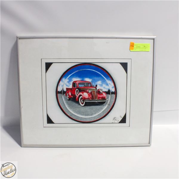 SIGNED HOT ROD TRUCK PICTURE FRAMED LTD