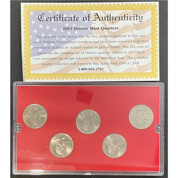 2003-D State Quarters 5 Coin Set