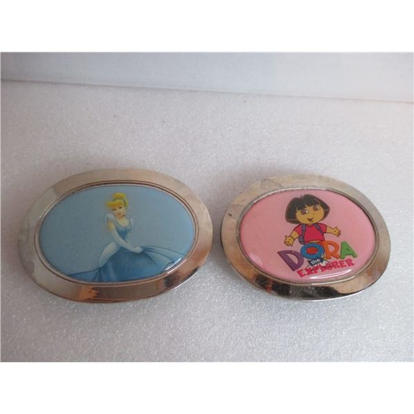 CINDERELLA AND DORA THE EXPLORER BELT BUCKLES