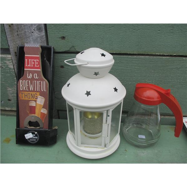 SYRUP DISPENSER, LIGHT & BOTTLE OPENER