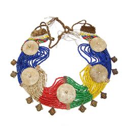 Vintage Hilltribe Shell Beaded Waist Band Belt  (ANT-534)