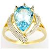 3.20Ct Huge Natural Blue Topaz & Diamond 9K Gold Ring (JEW-9044X)