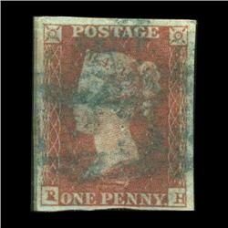 1841 RARE British 1p Red Victoria Stamp Hi Grade (STM-0056)