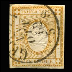 1862 RARE Italy 2c Newspaper Stamp Hi Grade (STM-0171)