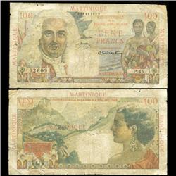 1949 Martinique 100 Francs Very Rare Circulated (CUR-05755)