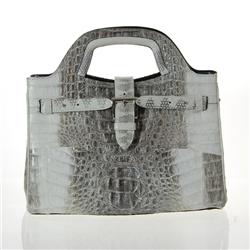 Ladies Gray & White Crocodile Handbag (ACT-025)