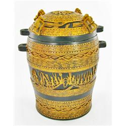 Handcarved Chinese Marble Lidded Round Box (ANT-852)