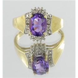 1.5ct Amethyst & Diamond 10k Gold Ladies Ring (JEW-1694)