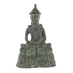 Antique Burma Bronze Buddha With Chinaman Hat  (ANT-337)