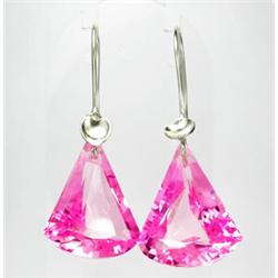 43.55ct Luxury Gold Vermeil Earrings Fancy Cut Pink Topaz (JEW-1620)