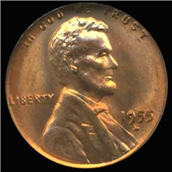 1955S Lincoln Cent Graded GEM Red Toned With Errors (COI-6231)